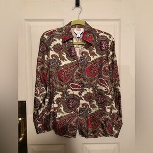 Gorgeous Paisley Silk Button-Up Shirt by Talbots size 8
